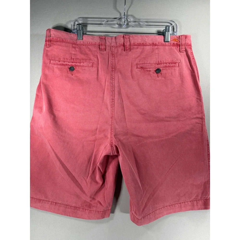 Tommy Bahama Mens 36 Salmon Pink Pima Cotton Chino Shorts Flat Front 9 Inseam